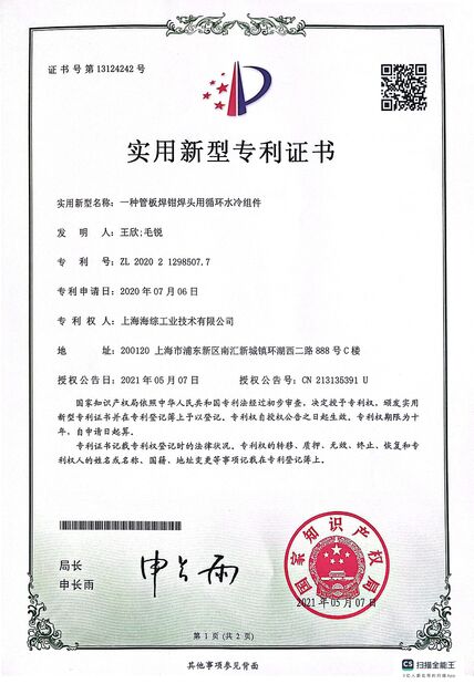 Çin Hyzont(Shanghai) Industrial Technologies Co.,Ltd. Sertifikalar